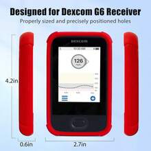 Dex Com G6 Receiver Case Silicone With 20PCS Transparent Patches - Dex Com G6 Sensor Shockproof Anti-Drop Protective Case By YOUSHARES - Red Case_patch_20 - View 2
