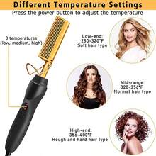 GOIPLE Electric Hot Comb Ceramic Hair Straightener, Heat Pressing Comb For Wigs & Natural Hair, Multifunctional Styling Tool For Straightening Curling Wig Grooming, With Multiple Combs Hair Clips Bands Anti-Scald Case, With Free Wig Tools Gift - US A Type Plug(110-127V) - View 12