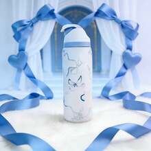 Owa Laaa Blue Bows Insulated Stainless Steel Water Bottle With Straw, Sports Water Bottle, Great For Travel, 32 Oz, It Is Suitable As A Gift For Birthdays, Halloween, Thanksgiving, Valentine's Day, Christmas And New Year. - Xanh và trắng - Xem 3