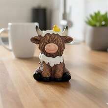 Highland Cow Figurine Cute Resin Animal Statues Decorations For Home Indoor Outdoor Garden Yard - D - 查看 3