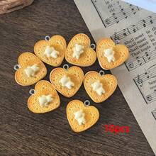 5/10pcs Valentine's Day Heart Pendant, Interesting Resin Heart-Shaped Toast Bread Charm Pendant, DIY Jewelry Accessories - Heart-shaped Teddy Bear Pendant - View 12