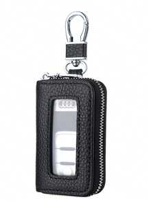Nuevo estuche suave de cuero genuino para llaves de coche, soporte de llaves de coche de cuero PU, protector de llaves unisex para colgar en la cintura, adecuado para todas las llaves de coche - Unitalla - Ver 2