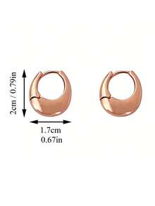 1 Par de Brincos Argola Geométricos Minimalistas de Luxo Retrô Francês em Ouro Rosa, Adequado para Uso Diário e em Festivais por Meninas Jovens - Geometria C - Visão 6
