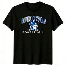 NCAA Dukes Blue Devils Basketball Classic Logo Graphic T-Shirt. NCAA T-Shirt, CollegeBasketball Tee - 黑色 - 查看 1