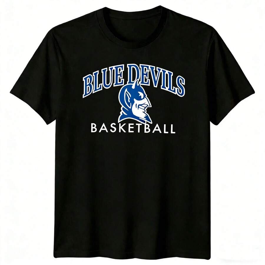 NCAA Dukes Blue Devils Basketball Classic Logo Graphic T-Shirt. NCAA T-Shirt, CollegeBasketball Tee - 黑色 - 查看 1