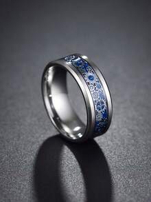 1 pieza Anillo de engranaje de acero inoxidable con diseño inclinado de moda para hombres - Multicolor - Ver 1