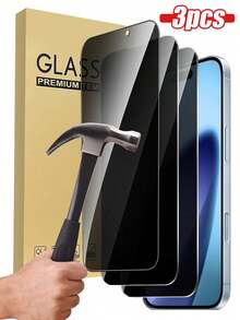 3pcs Anti-Spy Tempered Glass Screen Protector, Compatible With IPhone 17e/17 Pro Max/17 Pro/17 Air/17/16 Pro Max/16 Pro/16 Plus/16/15 Pro Max/15 Pro/15 Plus/15/14/13/12 And Other Models - Black - View 24