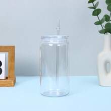 2pcs 16oz Reusable 16oz Acrylic Plastic Clear Tumbler With Lid And Straw, Clear Acrylic PP 16oz Cup With Lid And Straw, For Vinyl UV DTF Packaging - Multicolor - View 10