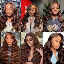 Tóc giả PQL Brazilian Hair Body Wave 13x4 HD Lace Front Human Blended Hair Wigs Wet And Wavy Transparent Lace Frontal Wigs Human Blended Hair For Women Pre Plucked With Baby Hair Glueless Wigs Human Blended Hair 180% Density Natural Color - S4 - Xem 9