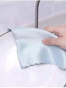5PCS Fish Scale Magic Cleaning Cloth, Reusable Household Dishwashing Towel, Lint-Free Shine For Car Window Bathroom Mirror Color Random - Random - View 8
