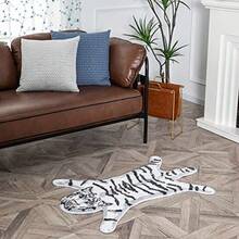 Alfombra de baño con forma de tigre antideslizante tapete de puerta para recámara cocina diseño de dibujos animados tapete de baño suave - Blanco - Ver 1