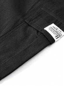 Men's Casual Drawstring Solid Color Cargo Pants, Fashion Workwear Trousers For Spring And Autumn - Black - View 7