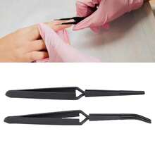 Pinzette in acciaio inossidabile nero da 2 pezzi con impugnatura in silicone | Ideali per professionisti delle unghie e per uso domestico - nero - Visualizzare 3