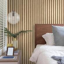 1 Roll Of Wooden Striped Self-Adhesive Wall, Ready To Be Peeled And Pasted, Detachable Self-Adhesive Waterproof And Oil-Proof PVC Vinyl Imitation Wood Contact Paper, Suitable For Countertop Drawer Stickers, Living Room, Sofa Background, Bedroom, Bar Decoration Stickers, Bathroom, Kitchen, Cabinet Furniture Stickers, House Decoration, Home Decoration, Autumn Aesthetics - Striped Grille - View 19