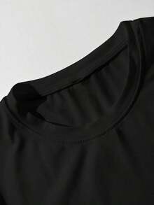 Camiseta casual de manga corta con cuello redondo y estampado de eslogan de carreras callejeras para hombres - Negro 11 - Ver 5