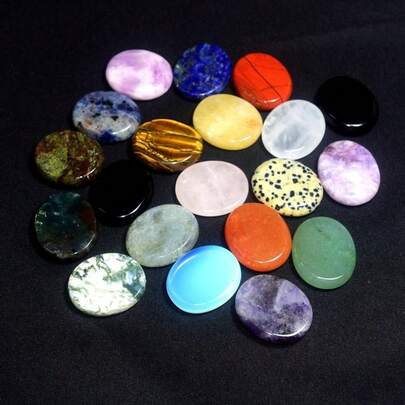 10 Parça/Set, Doğal Taş Enerji Şifa Kristal Seti, Oval Başparmak Taşı, 10 Parça Sağlıklı Hediye Kutusu, Doğal Taşlar Düzensiz Çatlaklar ve Küçük Kırıklar İçerebilir