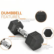 Rubber Coated Dumbbell Weight Set With Vertical Rack - 12-sided Black Handle - View 4