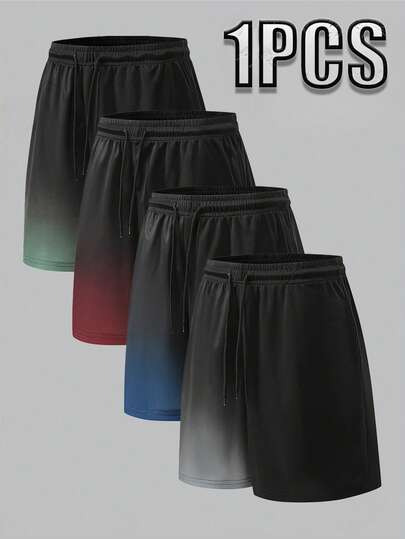 Men's Summer Lightweight Contrast Color Shorts, Fashionable Casual Sports Beach Bermuda Shorts