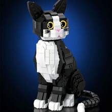700+ Pcs Cute Cat Building Blocks Model, Assembled Decor, Toy Cat Black Accessories, Small Particle Construction Blocks, ABS Material, Cat Head Rotatable, Suitable For Home Desktop Display, Gift For Men And Women, Birthday, Holiday - Creative Kitten Building Blocks - View 6