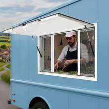 SanBouSi Food Truck Service Window, Aluminum Alloy Concession Window With 4 Horizontal Sliding Screen Windows, Wall Mounted Metal Concession Stand Windows - White - View 7