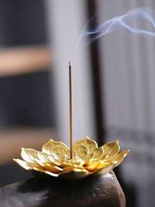 1pc Elegant Lotus Shaped Incense Burner With Ash Tray - Graceful Home & Office Fragrance Accessory, Creates A Ambiance - Ideal For Meditation And Relaxation (Details Random) - Multicolor - View 12