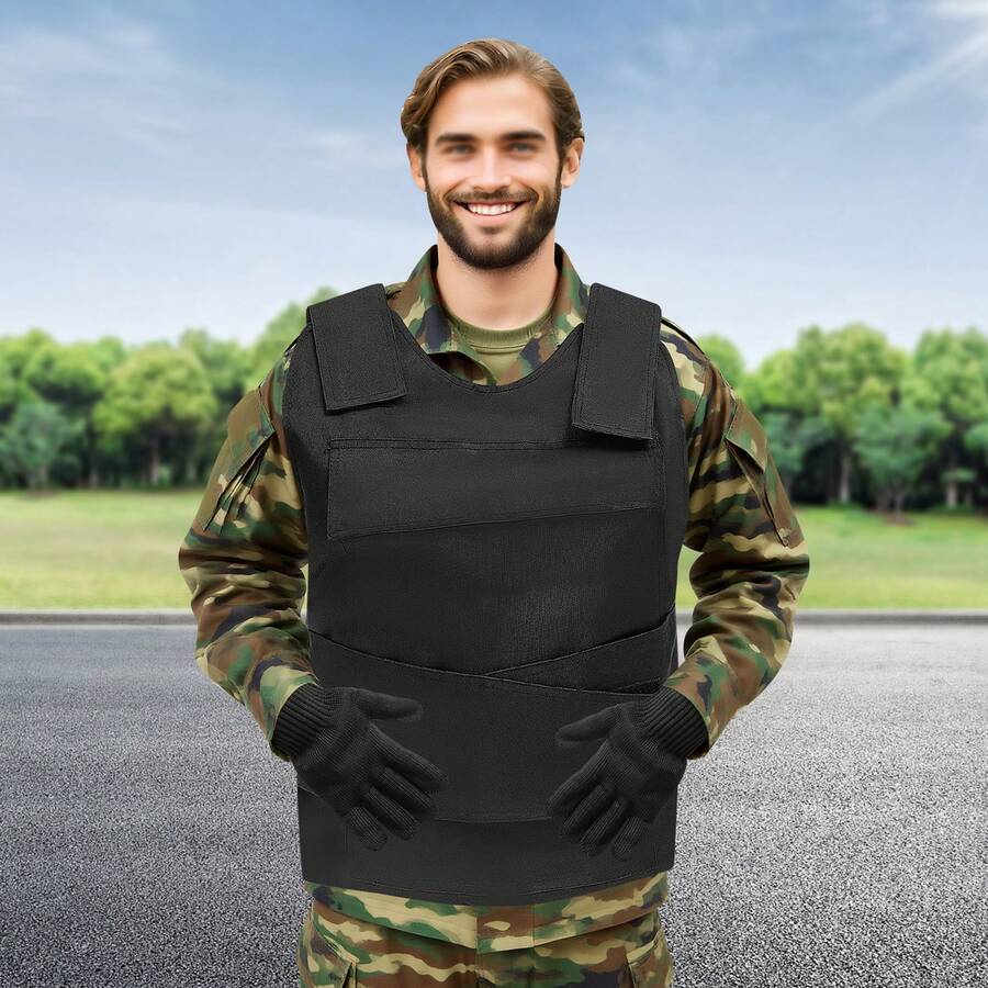 SHIOUCY Black Outdoors Protective Vest, Adjustable Security Training Protective Vest, Adjustable Vest For Training Activity - Black - View 1