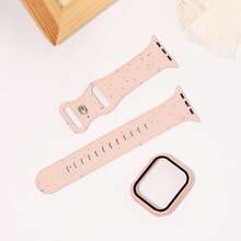 2件/套硬质PC边框保护壳（不含屏幕保护膜），防刮保护边框和运动硅胶表带，兼容表带40mm、38mm、41mm、42mm、44mm、45mm、46mm、49mm，男女通用；柔软防水腕带，可替换运动表带，兼容 Ultra、11、10、9、8、7、6、5、4、3、2、1、SE系列 - 粉砂色 - 查看 3