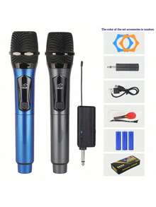 High-Quality Wireless Microphone, Portable Handheld Microphone, Wireless Microphone, Professional Handheld Unidirectional Moving Coil Mute Function, 800mAh Battery, 6.35mm Plug, Blue, Suitable For Karaoke, Gaming, Live Streaming And Video Conferencing, Fashionable Design | Sturdy Structure, Singing Microphone, 2-In-1 Wireless Microphone, Professional Handheld Microphone, Suitable For Karaoke, Parties, Churches, Performance Recording - 彩色 - 查看 19