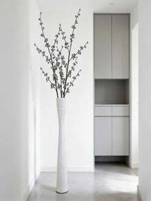 1pc High-Value Nordic Style Tall Cylindrical Vase, Featuring Vertical Stripes, Made Of Plastic. Lightweight And Shatterproof, Suitable For Modern Living Room, Bedroom, Office Decor, And Wedding Events (Flowers Not Included) - Cylindrical Vase - View 2