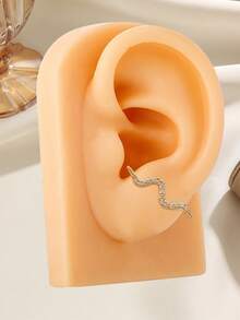 2026 New Wavy Snake Rhinestone Ear Cuff, Lightweight Luxury Ear Clip-On Earrings For Women, Versatile Elegant Accessories - Multicolor - View 6