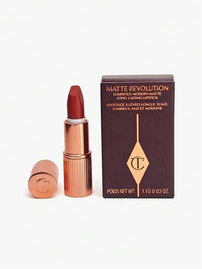 Charlotte Tilbury 唇膏，哑光唇膏，红色唇膏，“无所畏惧”色号，持久显色，旅行装 1.1克/0.04盎司