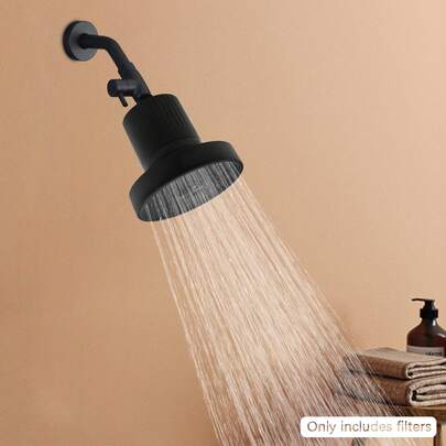SHIOUCY Black Filtered Shower Head 5.31in ABS Electroplated KDF-55 Activated Carbon 32-194°F For Home Hotel Gym Salon Bathroom