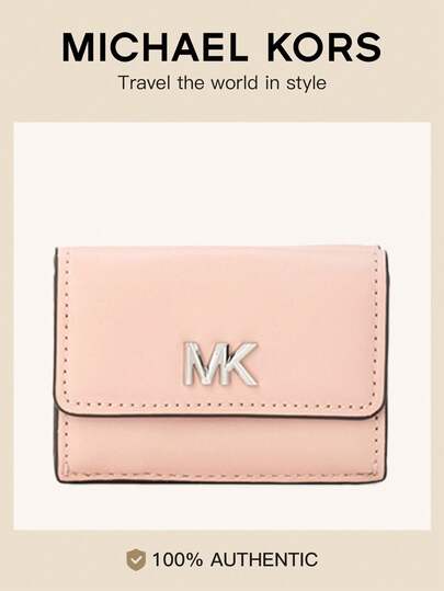 Michael Kors Cartera compacta ultra delgada con bloqueo RFID para mujeres FACET, portador de tarjetas de crédito con monedero con cremallera, cartera de embrague para damas