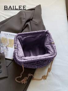 Túi đeo chéo dệt mùa hè dành cho nữ với dây tua rua, túi xách đi biển dệt bằng rơm, ví handmade, 1 chiếc túi cầm tay dệt màu be nhạt, túi đi biển, lý tưởng cho kỳ nghỉ hè, lựa chọn thời trang cho phái nữ. - Màu tím - Xem 9