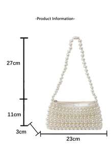 Oaoleer 1pc Women's Pearl Purse White Pearl Handbag Hobo Bag For Evening Handbag Shoulder Bag Wedding Party Bridal Clutch Purse - 彩色 - 查看 7