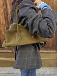 Áo khoác blazer nữ in họa tiết kẻ caro, kiểu dáng thời trang cổ đứng tay dài cài một nút, dáng ngắn, phù hợp cho công sở, đi làm và mặc hàng ngày vào mùa xuân. - Xanh đậm - Xem 3