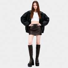 Knee High Platform For Women Chunky Round Toe High Heel Motorcycle Combat Punk Tall Boots With Side Zipper - 深棕色 - 查看 4