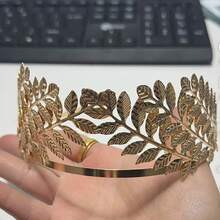 1 件新娘叶头带，金叶新娘发饰皇冠头饰适合婚礼派对 - 金色 - 查看 11
