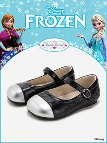 Disney 1 Pair Licensed Collaboration Children's Shoes, Suitable For Daily Wear, Festivals, Sports, Outdoor Activities, Comfortable, Non-Slip, Durable, Breathable (Girls Flat Shoes, Princess Shoes, Queen Shoes) - Black - View 1
