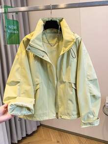 Women's Minimalist Softshell Jacket With Lining, Comfortable And Warm, Fashionable For Outdoor Sports, Holidays, Vacations, Daily Wear, Apré Fashion Multi-Style Outfit - Light Beige - View 9