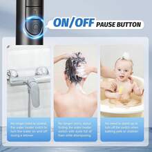 5档高压淋浴喷头带过滤器，节水手持式防堵塞按摩淋浴喷头，配1.5米软管，适用于低水压环境，灰色浴室配件，易于安装 - 高級灰 - 查看 4