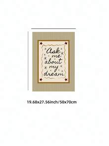 1pc Frameless Vintage Stripe Bedroom Wall Art - Mid-Century Modern Style "Ask Me About My Dreams" Hand-Print, Gold Olive Green Aesthetic Poster For Girl's Room, Home Office Classroom, Unique Artist Dorm Decor & Best Gift Choice - Stripe - View 13
