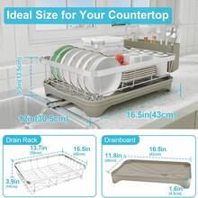 304 Stainless Steel Dish Drying Rack With Drain Board, Automatic Draining And Drying Rack For Kitchen Countertops, Large Capacity Dish Drainer, Suitable For Bowls, Cups, And Dishes. - Grey - View 8