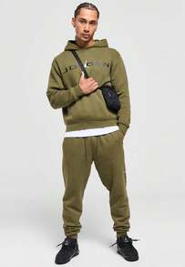 Nike Jordan Essential Fleece Air Stretch Overhead Hoodie Jumpman Hooded Sweatshirt - Olive Green - View 4