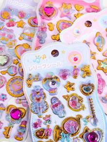 3D Embossed Crystal Stickers, Cute Crystal Stickers, Suitable For Decorating Luggage, Phones And Laptops. Adorable Cartoon Crystal Jelly Decorative Stickers, Anime Peripheral Decorative Stickers, Children's Reward Stickers, Holiday Gifts, And Gifts For Friends. - Multicolor - View 5