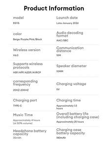 Tai nghe Bluetooth Lenovo RS115 thời trang mới, kiểu kẹp với đèn LED thông minh, Bluetooth 6.0, âm thanh vòm, khử tiếng ồn khi gọi (ENC), thời lượng pin dài, âm thanh định hướng, độ trễ thấp khi chơi game và nghe nhạc, tai nghe không dây dành cho điện thoại thông minh và máy tính, quà tặng ngày lễ. - màu đen - Xem 10