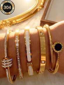 Bộ 5 chiếc vòng tay hình ngôi sao lấp lánh sang trọng, tối giản, chất liệu thép titan cao cấp dành cho nữ. - Vàng 9 - Xem 3