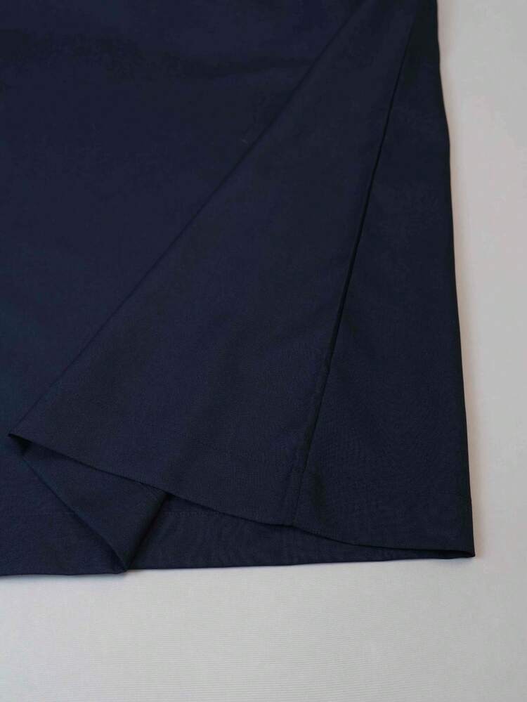 Muslim Men's Thobe Long Sleeve Color Blocked Shirt Collar Design Button Decoration Muslim Gentleman's Thobe, Premium Fabric Men's Arabic Thobe, - Navy Blue - View 6