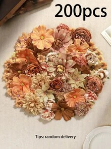 50个仿真花头，大小不一，雏菊花，适用于婚礼工艺品、家居装饰、派对装饰 - 棕色 - 查看 14