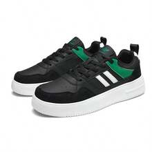 SAILUOPU Men's Black & Green Chunky Athletic Sneakers Thick Sole Platform Double Stripe Casual Street Fashion Shoes - 黑綠 - 查看 15